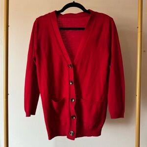 Classic Red Women's Cardigan Sweater